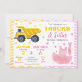 Trucks & Tutus Joint Birthday Invitation 招待状 (正面)