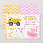 Trucks & Tutus Joint Birthday Invitation 招待状 (正面/裏面)