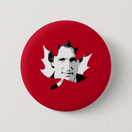 Trudeauのカエデの葉- White.png 缶バッジ (正面)
