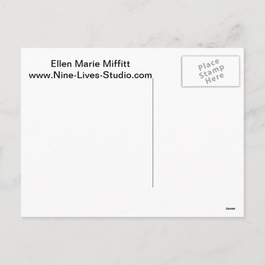 Trudyはサンタの帽子に隠れています シーズンポストカード (裏面)