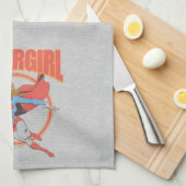 Trueヴィンテージスーパーガール飛んでいるグラフィック キッチンタオル (四つ折り)