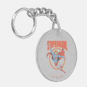Trueヴィンテージスーパーガール飛んでいるグラフィック キーホルダー (正面左)