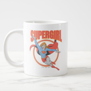 Trueヴィンテージスーパーガール飛んでいるグラフィック ジャンボコーヒーマグカップ