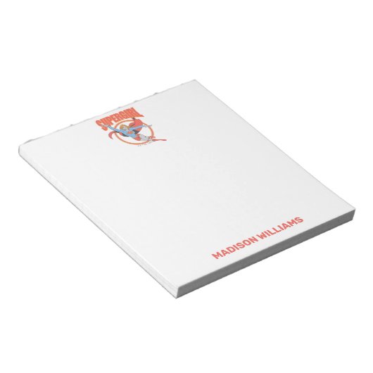 Trueヴィンテージスーパーガール飛んでいるグラフィック ノートパッド (アングル)