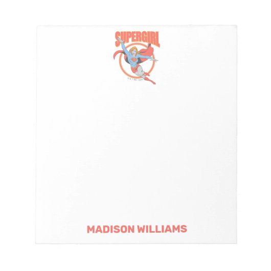 Trueヴィンテージスーパーガール飛んでいるグラフィック ノートパッド (正面)