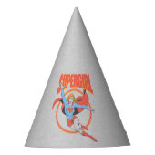 Trueヴィンテージスーパーガール飛んでいるグラフィック パーティーハット (正面)