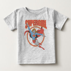 Trueヴィンテージスーパーガール飛んでいるグラフィック ベビーTシャツ