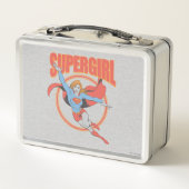 Trueヴィンテージスーパーガール飛んでいるグラフィック メタルランチボックス (裏面)