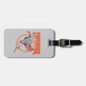 Trueヴィンテージスーパーガール飛んでいるグラフィック ラゲッジタグ (正面横)