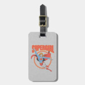Trueヴィンテージスーパーガール飛んでいるグラフィック ラゲッジタグ (正面縦)
