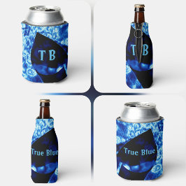 True Blue Edgy抽象芸術パーソナライズされたイニシャル 缶クーラー