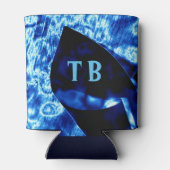 True Blue Edgy抽象芸術パーソナライズされたイニシャル 缶クーラー (裏面)