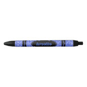 True Blue Glitter Crayon Custom Name Push Pen 青ボールペン (正面)