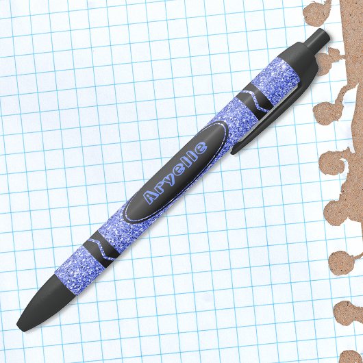 True Blue Glitter Crayon Custom Name Push Pen 青ボールペン