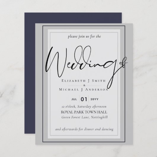 True Colorスクリプトタイポグラフィ結婚予算 (正面/裏面)