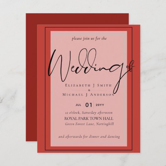 True Colorスクリプトタイポグラフィ結婚予算 (正面/裏面)