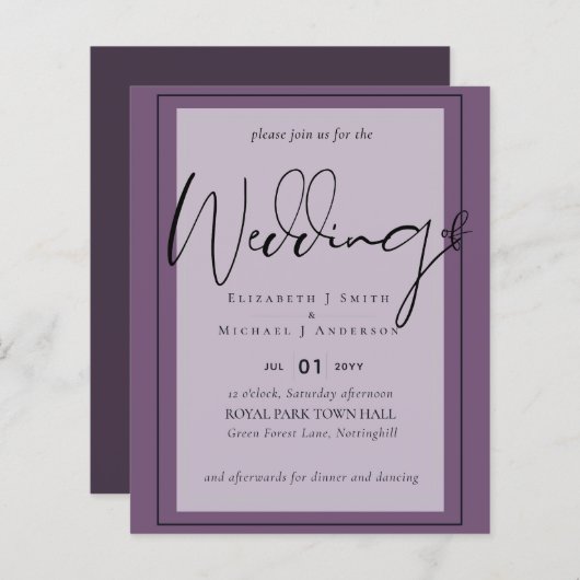 True Colorスクリプトタイポグラフィ結婚予算 (正面/裏面)