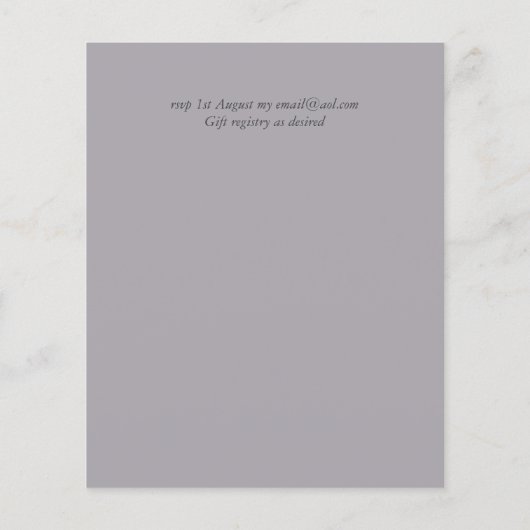 True Color GREENERY予算結婚式招待状 (裏面)