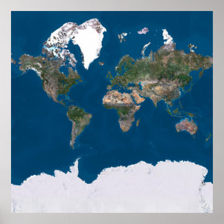 True Color Satelliteワールドマップ ポスター