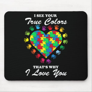 True Colorsハートパズルカッコいい自閉症の認識Gif マウスパッド