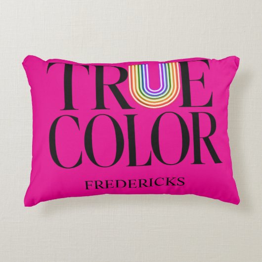 True Colors Editorial カスタムタイポグラフィーデザイン アクセントクッション (正面)