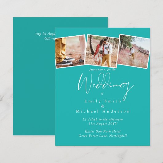 True Colors PHOTO Collageの予算結婚招待状 (正面/裏面)