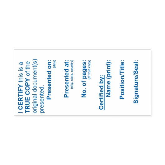 True Copy Stamp (Lawyer & Notary) - 2.9" x 1.4" セルフインキングスタンプ (デザイン)