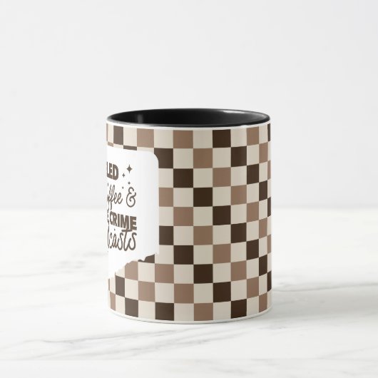 True Crime & Coffee Bold Brown Checkered Mug  マグカップ (中央)