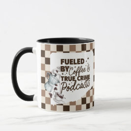 True Crime & Coffee Bold Brown Checkered Mug  マグカップ