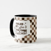 True Crime & Coffee Bold Brown Checkered Mug  マグカップ (正面左)