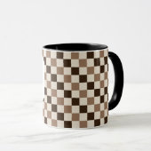 True Crime & Coffee Bold Brown Checkered Mug  マグカップ (正面右)