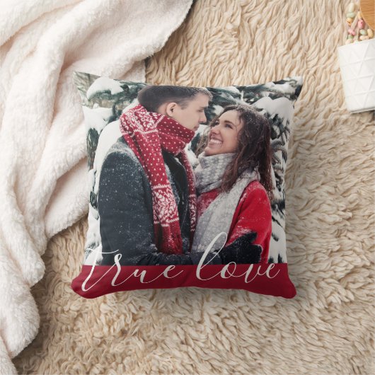 true lov赤い白の手書き入力,休日の写真シック クッション (ブランケット)