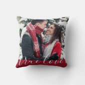 true lov赤い白の手書き入力，休日の写真シック クッション (裏面)