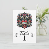 True Loveスケルトンハートタトゥーテーブル番号 招待状 (スタンド正面)