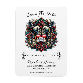 True LoveスケルトンハートタトゥーSave the Date マグネット