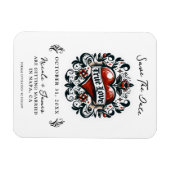 True Loveハートタトゥーウェディング日付を保存 マグネット (横)