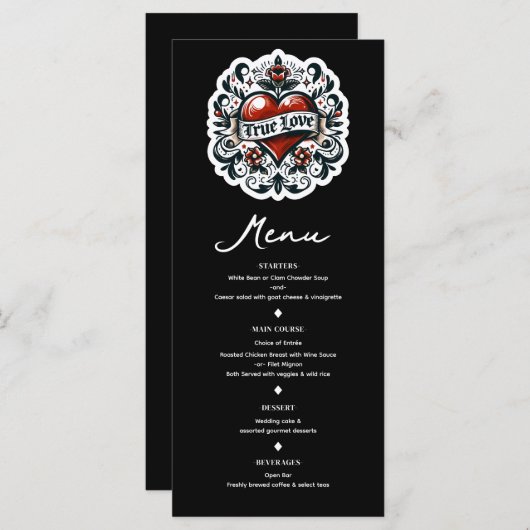 True Loveハートタトゥーステッ結婚カーのメニュー メニュー (正面/裏面)