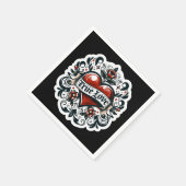 True Loveハートタトゥーステッ結婚カーの婚約 スタンダードカクテルナプキン (角)