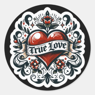 True Loveハートタトゥーステッ結婚カーの婚約 ラウンドシール