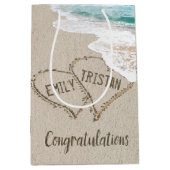 True Loveビーチハート（名前あり） ミディアムペーパーバッグ (正面)