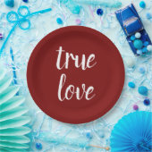 "True Love" ディープレッド ペーパープレート (パーティー)