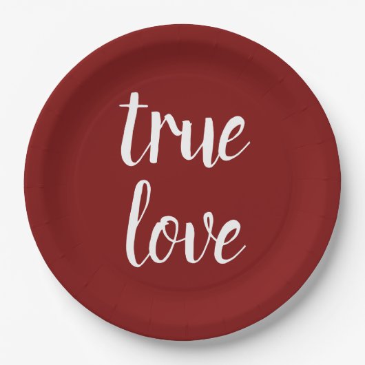 "True Love" ディープレッド ペーパープレート (正面)
