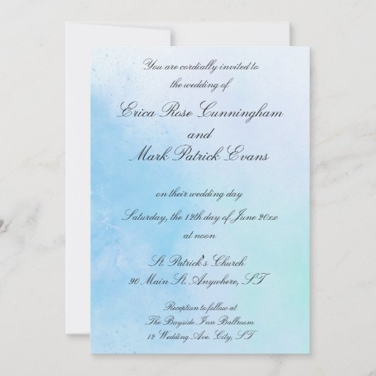 True Love Blue結婚式招待状 招待状 (正面)