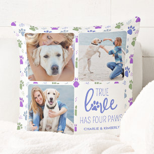 True Love Custom Pet Dog Lover 4 Photo Collage クッション