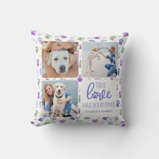 True Love Custom Pet Dog Lover 4 Photo Collage クッション (正面)