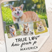 True Love Dog Lover パーソナライズされた 4 Photo Collage シェルパブランケット