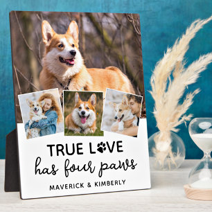 True Love Dog Lover パーソナライズされた 4 Photo Collage フォトプラーク