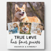 True Love Dog Lover パーソナライズされた 4 Photo Collage フォトプラーク (正面)