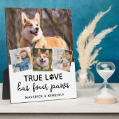 True Love Dog Lover パーソナライズされた 4 Photo Collage フォトプラーク (側面)