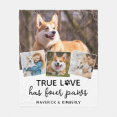 True Love Dog Lover パーソナライズされた 4 Photo Collage フリースブランケット (正面)